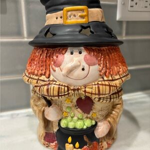 Vintage Yankee Candle Halloween Witch Cauldron Large Jar Holder 9"